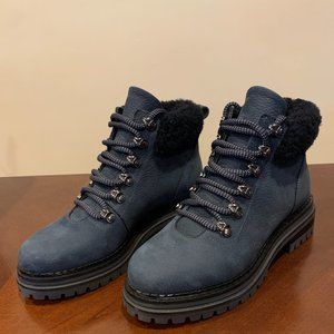 M. Gemi Alpi Suede Shearling Weather Resistant Boots Navy Nubuck 36.5/6